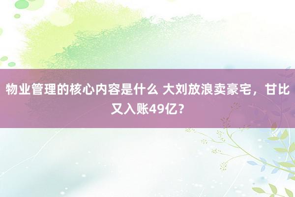 物业管理的核心内容是什么 大刘放浪卖豪宅，甘比又入账49亿？