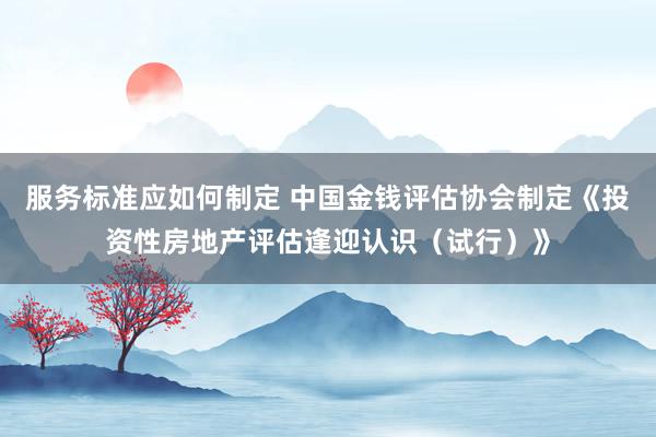 服务标准应如何制定 中国金钱评估协会制定《投资性房地产评估逢迎认识（试行）》