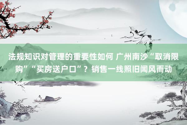 法规知识对管理的重要性如何 广州南沙“取消限购”“买房送户口”？销售一线照旧闻风而动