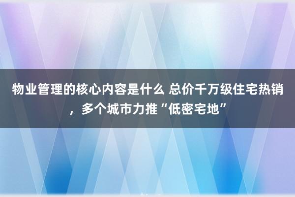 物业管理的核心内容是什么 总价千万级住宅热销，多个城市力推“低密宅地”