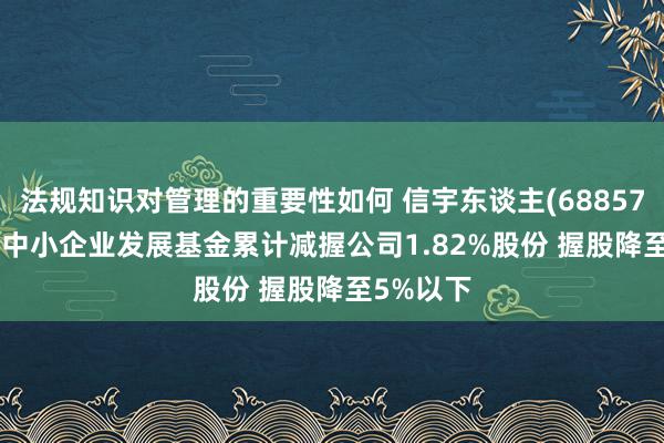 法规知识对管理的重要性如何 信宇东谈主(688573.SH)：中小企业发展基金累计减握公司1.82%股份 握股降至5%以下