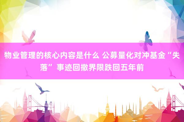 物业管理的核心内容是什么 公募量化对冲基金“失落” 事迹回撤界限跌回五年前