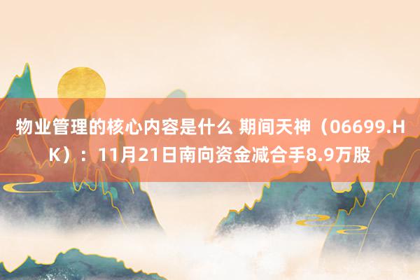 物业管理的核心内容是什么 期间天神（06699.HK）：11月21日南向资金减合手8.9万股