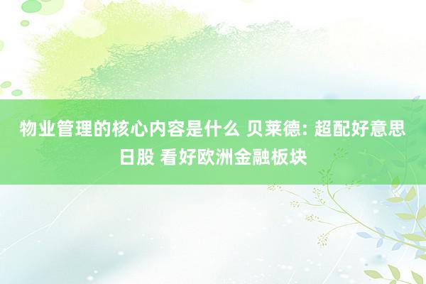 物业管理的核心内容是什么 贝莱德: 超配好意思日股 看好欧洲金融板块