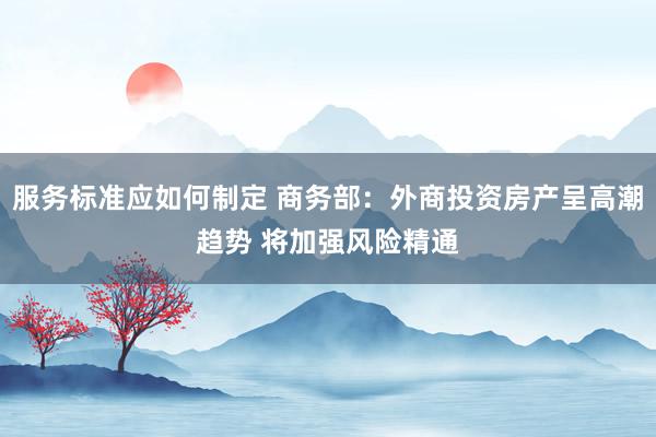 服务标准应如何制定 商务部：外商投资房产呈高潮趋势 将加强风险精通