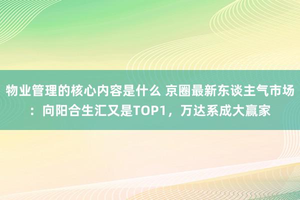 物业管理的核心内容是什么 京圈最新东谈主气市场：向阳合生汇又是TOP1，万达系成大赢家