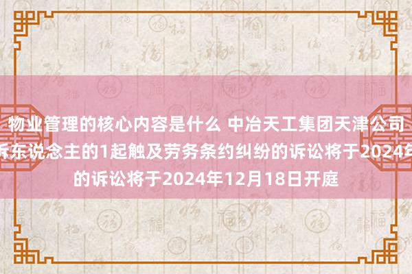 物业管理的核心内容是什么 中冶天工集团天津公司看成被告/被上诉东说念主的1起触及劳务条约纠纷的诉讼将于2024年12月18日开庭