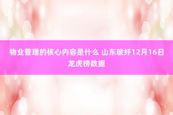 物业管理的核心内容是什么 山东玻纤12月16日龙虎榜数据