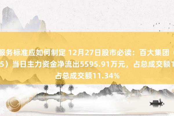 服务标准应如何制定 12月27日股市必读：百大集团（600865）当日主力资金净流出5595.91万元，占总成交额11.34%