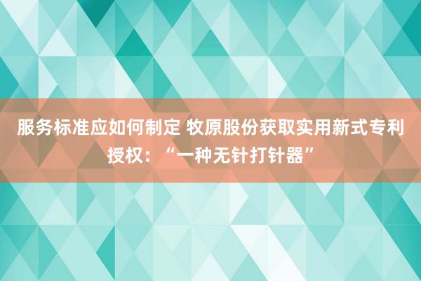 服务标准应如何制定 牧原股份获取实用新式专利授权：“一种无针打针器”