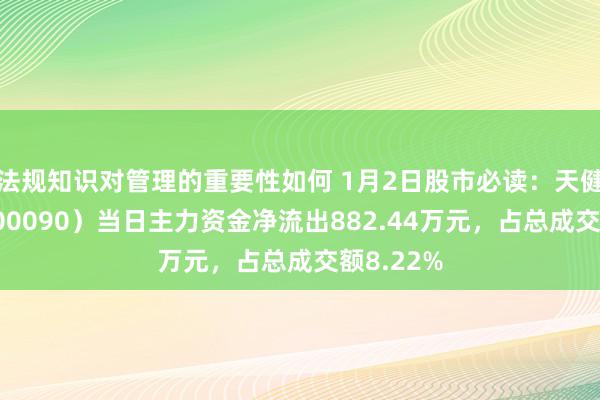 法规知识对管理的重要性如何 1月2日股市必读：天健集团（000090）当日主力资金净流出882.44万元，占总成交额8.22%