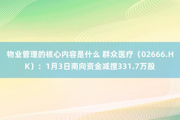 物业管理的核心内容是什么 群众医疗（02666.HK）：1月3日南向资金减捏331.7万股