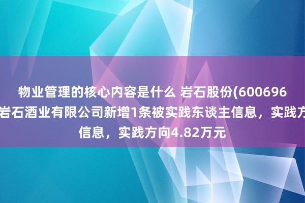 物业管理的核心内容是什么 岩石股份(600696)控股的上海岩石酒业有限公司新增1条被实践东谈主信息，实践方向4.82万元