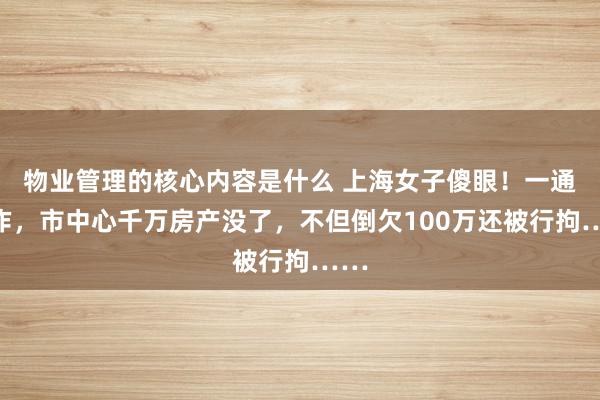 物业管理的核心内容是什么 上海女子傻眼！一通操作，市中心千万房产没了，不但倒欠100万还被行拘……