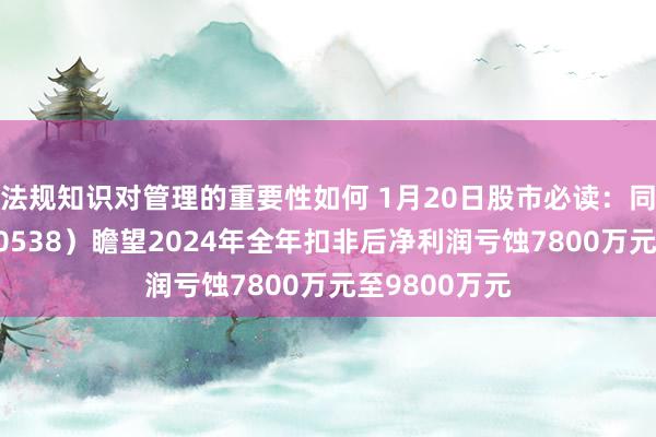 法规知识对管理的重要性如何 1月20日股市必读：同益股份（300538）瞻望2024年全年扣非后净利润亏蚀7800万元至9800万元