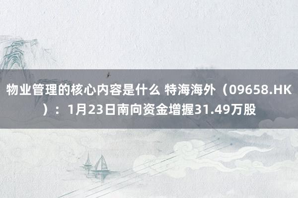 物业管理的核心内容是什么 特海海外（09658.HK）：1月23日南向资金增握31.49万股