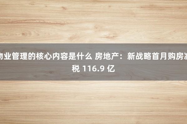 物业管理的核心内容是什么 房地产：新战略首月购房减税 116.9 亿