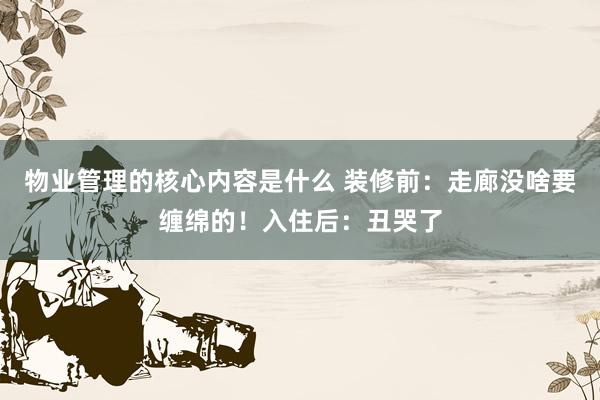 物业管理的核心内容是什么 装修前：走廊没啥要缠绵的！入住后：丑哭了