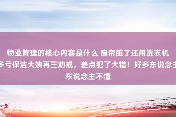 物业管理的核心内容是什么 窗帘脏了还用洗衣机洗？多亏保洁大姨再三劝戒，差点犯了大错！好多东说念主不懂