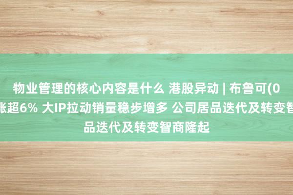 物业管理的核心内容是什么 港股异动 | 布鲁可(00325)涨超6% 大IP拉动销量稳步增多 公司居品迭代及转变智商隆起