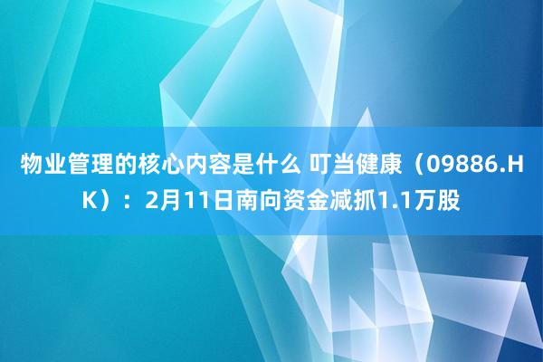 物业管理的核心内容是什么 叮当健康（09886.HK）：2月11日南向资金减抓1.1万股