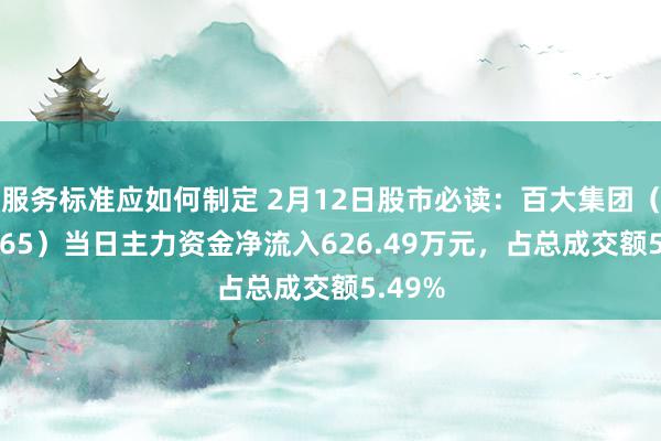 服务标准应如何制定 2月12日股市必读：百大集团（600865）当日主力资金净流入626.49万元，占总成交额5.49%