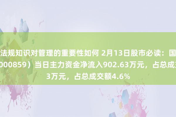 法规知识对管理的重要性如何 2月13日股市必读：国风新材（000859）当日主力资金净流入902.63万元，占总成交额4.6%