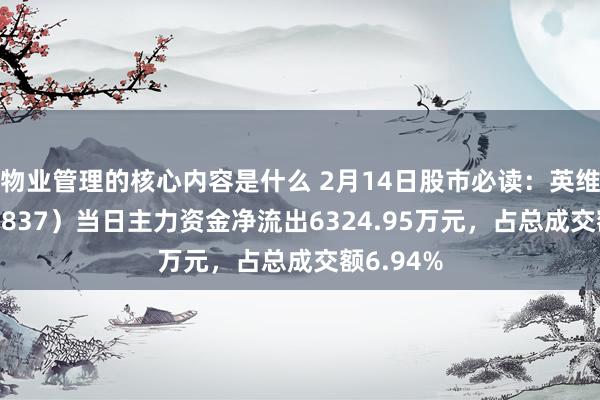 物业管理的核心内容是什么 2月14日股市必读：英维克（002837）当日主力资金净流出6324.95万元，占总成交额6.94%