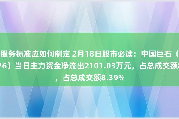 服务标准应如何制定 2月18日股市必读：中国巨石（600176）当日主力资金净流出2101.03万元，占总成交额8.39%